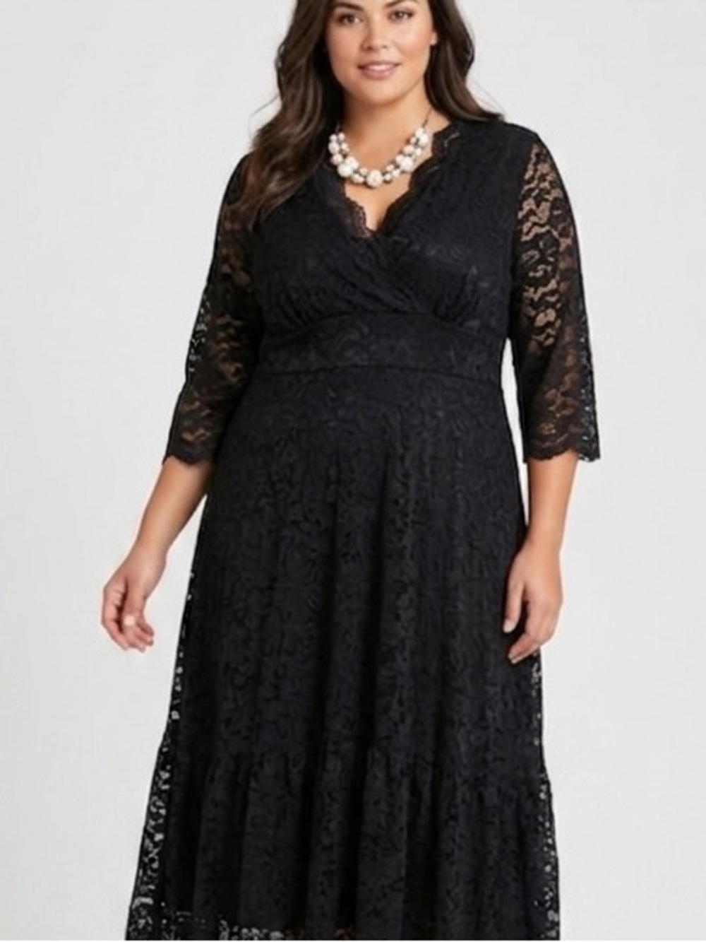 DILANNI Black Stretch Lace Midi Maxi Dress Plus Size 5X